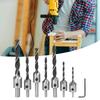 7 Stück Holzbearbeitung Senkbohrer 5 Nuten Anfaswerkzeug mit Sechskantschlüssel