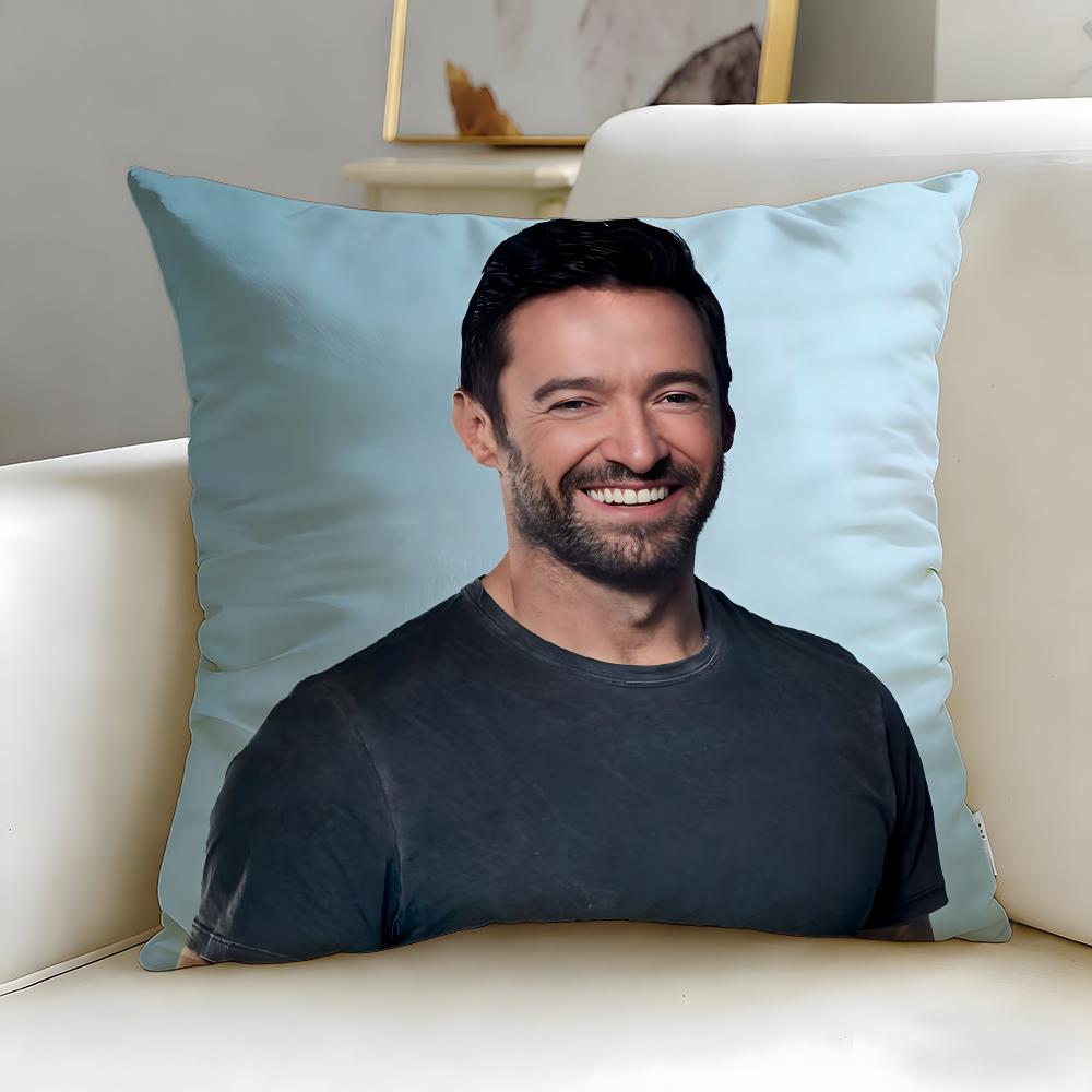 popular actor Hugh Jackman Cushion Cover Soft  EasyWash Pillow Case  Versatile for Couch Bed Travel and Office