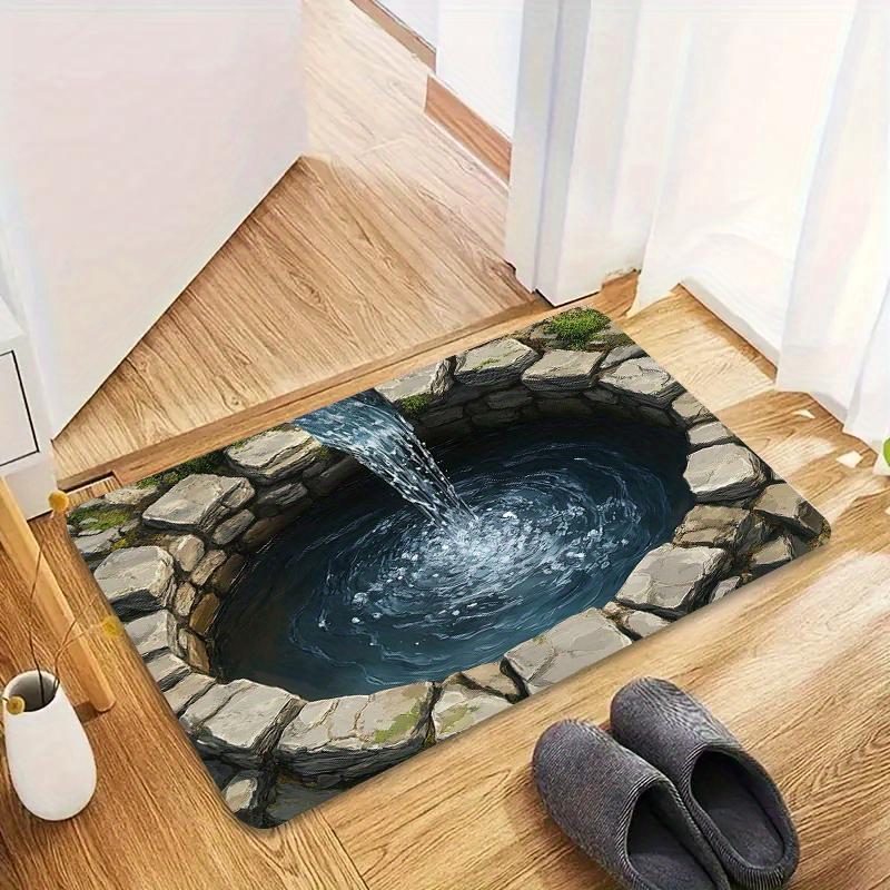 3D Waterfall Doormat for Entryways | Creative Floor Mats | Unique Home Entrance Decor Anti Slip Carpet Can Be Machine Washed