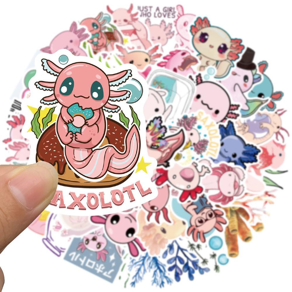 50 Salamander Axolotl Graffiti Stickers for Laptop, Water Bottle, and Journal - Waterproof DIY Cartoon Decorations