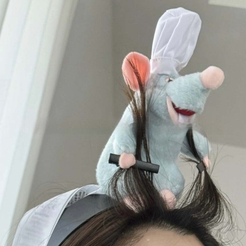 Disney Čepička Ratatouille Kreslená plyšová panenka Čelenka Francouzská široká spona do vlasů Fotostyl Headdress Kreativita Kawaii Dívčí dárek