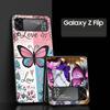 Fashionable Butterfly Flower Pattern Hard PC Phone Case For Samsung Galaxy Z Flip 7 6 5 4 Black Cover For Galaxy Z Flip 3 Shell