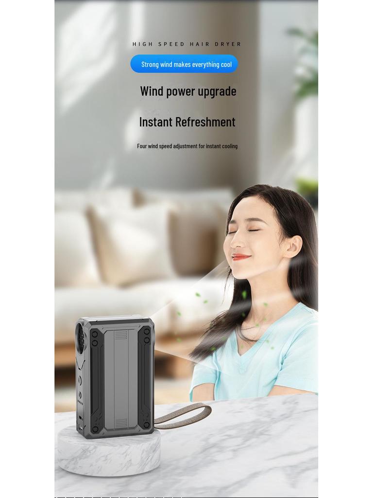 W10 Multifunctional High-Speed Turbo Fan with LED Light & Power Bank - 130,000 Speed Dust Removal Hair Dryer