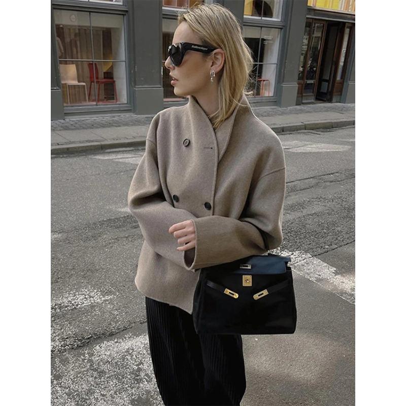 Elegant Faux Fur Jackets Women Loose O-neck Long Sleeves Double Breasted Female Coats 2024 Autumn Winter New Lady Streetwears