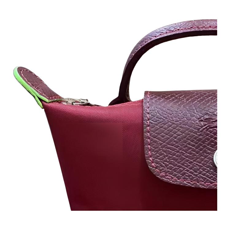 Longchamp Le Pliage Green Handle Leather Trim Nylon Dumpling Tote Bag Regular Women Tote Bags Pomegranate-Red 34175919P98