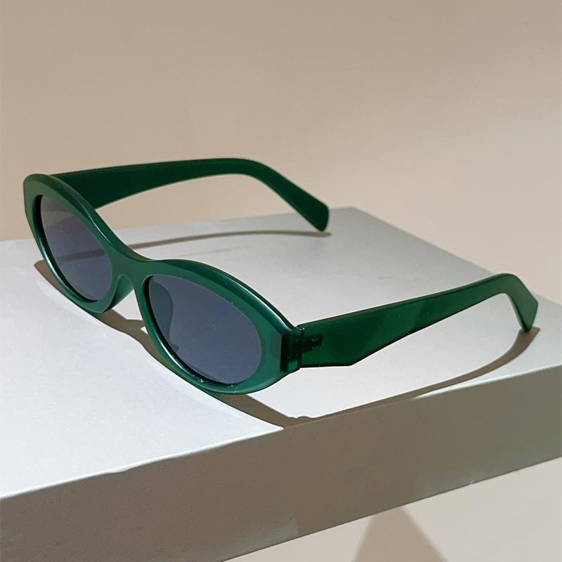 

KAMMPT Vintage Oval Sunglasses Women Fashion Solid Color Outdoor Decor Shades New Trendy Korean Style Brand Design Sun Glasses without case