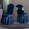 Solid Color Thicken Elastic Pleated Hem Dining Chair Cover Non-slip Slipcover Light Luxury Banquet Chair Cover Hotel Decor