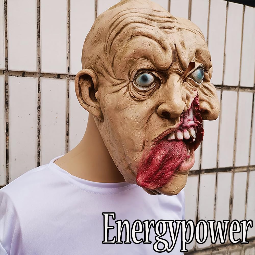 [EnergyPower] Zombie Mask for Halloween Costume - Double Face - Scary! Professional Grade Killer Horror Mask - Full Face - Super Realistic Design - Jo