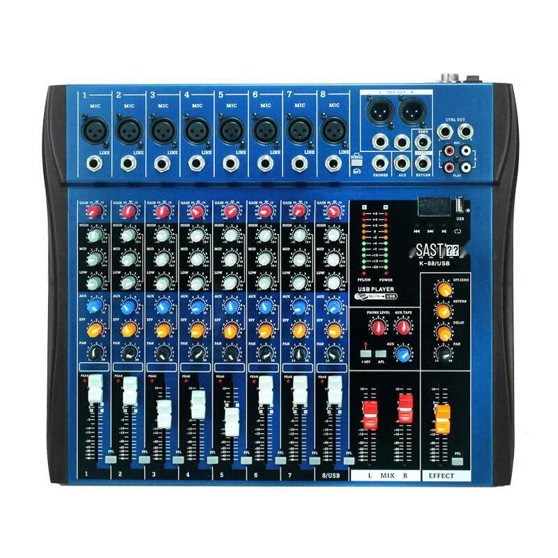SAST K88 Professional 8-Channel Bluetooth Mixer CN plug (adapter included)
