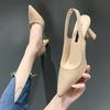 Women Pointed Toe High Thin Heels Sandals Casual PU Sexy Plus Size Shallow Mouth Single Shoes 35-42