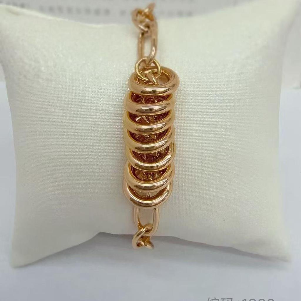 Zircon Copper-Plated Champagne Gold Bracelet with Purple Gold Accents