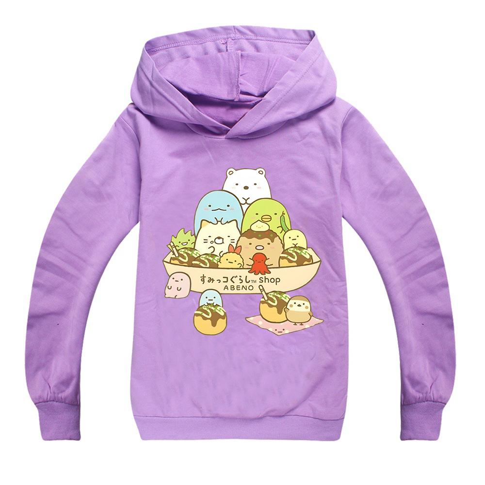 Anime Sumikko Print Hoodies Kids Kawaii Streetwears Children Comic Manga Sumikkogurashi Tops Cotton Boys Girls Clothing