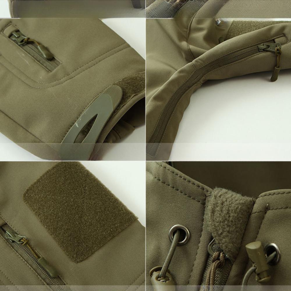 2 Pieces Sets  Men Hooded Jacket +Pants  Shark Skin Assault Suit Set for Men Soft ShellThick Fleece Mountaineering Suit Breathable Windproof Jacket