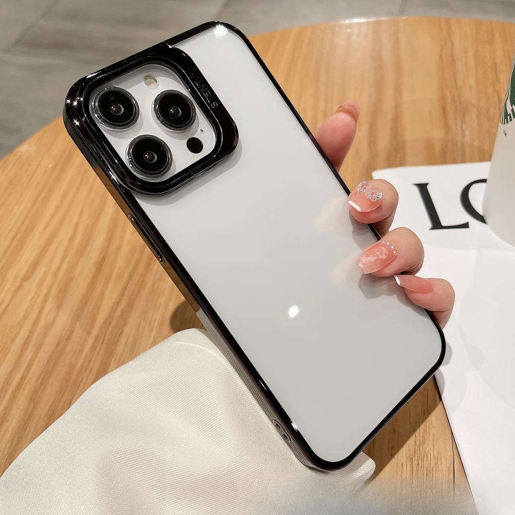 Applicable To IPhone 14 Glasses Bracket Lens Mobile Case Apple 15 Creative 12 Electroplating Transparent PC Hard Case