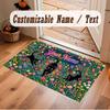Cat Theme Crystal Velvet Floor Rug Personalized Custom Name Text Warm Carpet Home Decoration