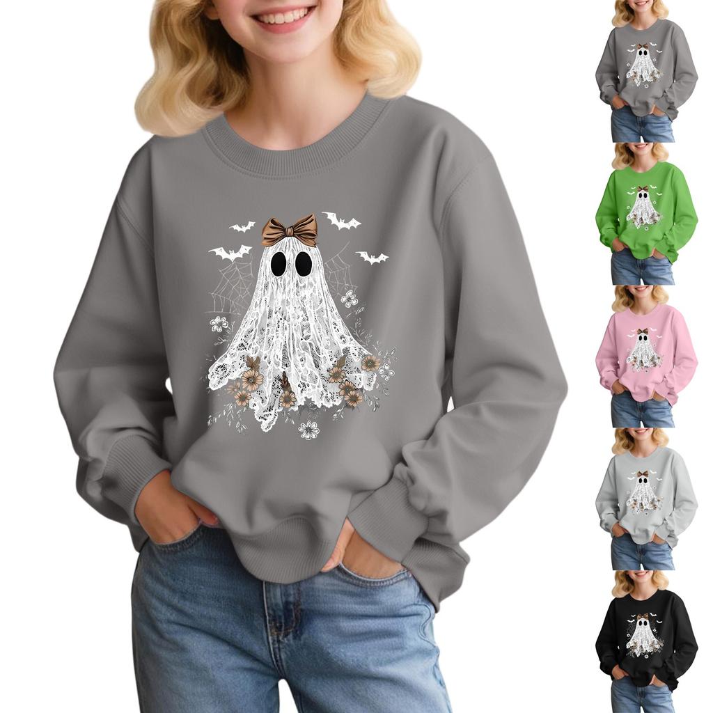 Children's Fashion Loose-fitting Casual Halloween Long-sleeved Printed Round Neck Sweatshirt