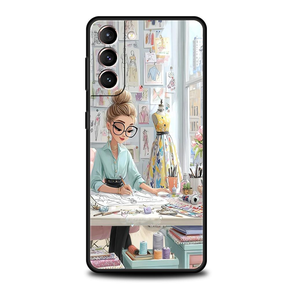 Telefoonhoesje Cover voor Samsung Galaxy S25 Edge S24 S23 S22 S20 S21 FE Ultra S10 S10E Plus 5G Zachte TPU Capas Cartoon Meisje Funda Tas