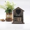 1 Set Small House Shape Calendar Retro Wood Old Classic Style Desk Calendar Home Decoration