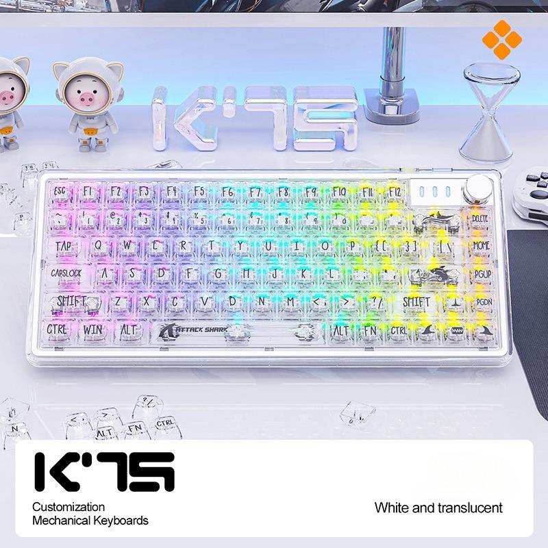 Transparent Mechanical Keyboard Customized Wired RGB Hot Pluggable Glass Axis Gaming Esports Keyboard High Penetration Key Cap