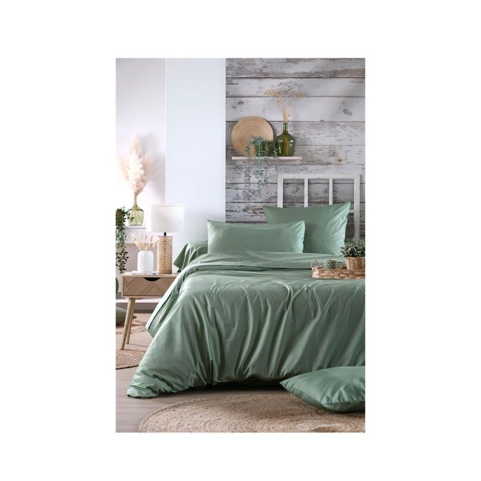 Drap housse percale de coton 90 x 190 cm Vert