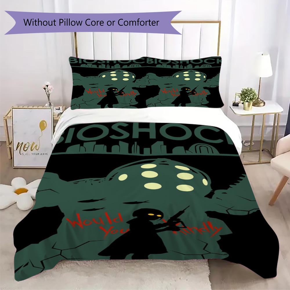 BioShock Pattern Bedding,Quilt Set Quilt Cover Pillowcase Home Birthday Gift (1*duvet cover+2*pillowcase,without core)SSJT0917058
