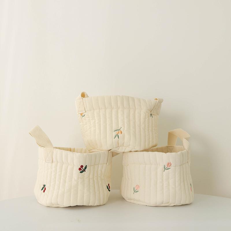 Cute Baby Diaper Storage Bag Baby Supplies Toys Clothes Storage Bag Cotton Embroidery Multifunctional Mommy Storage Basket