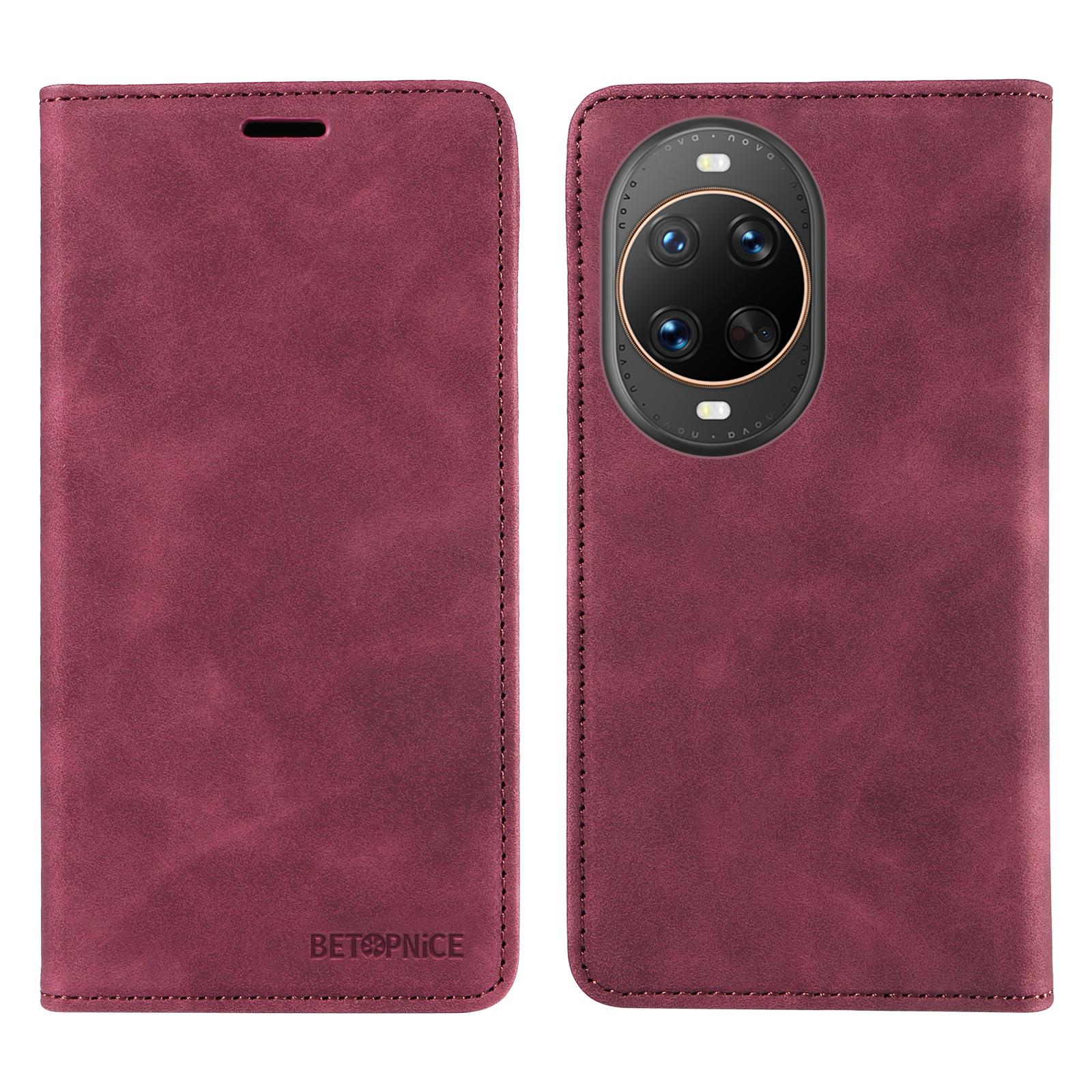

Чехол для Huawei nova 14 Ultra 5G BETOPNICE с магнитной застежкой, блокировкой RFID, кошельком-подставкой, кожаная обложка для телефона Red
