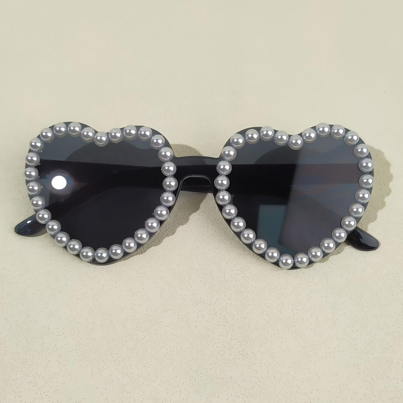 

Pearl Heart Shaped Love Sunglasses Women Party Favors Vintage Party Glasses Holiday Beach Sun Glasses