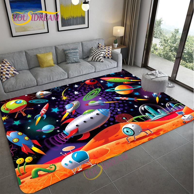 Cartoon Space Universe Planet Carpet for Living Room Bedroom Sofa Area Rug Kitchen Door Un-slip Floor Mat Alfombra Birthday gift