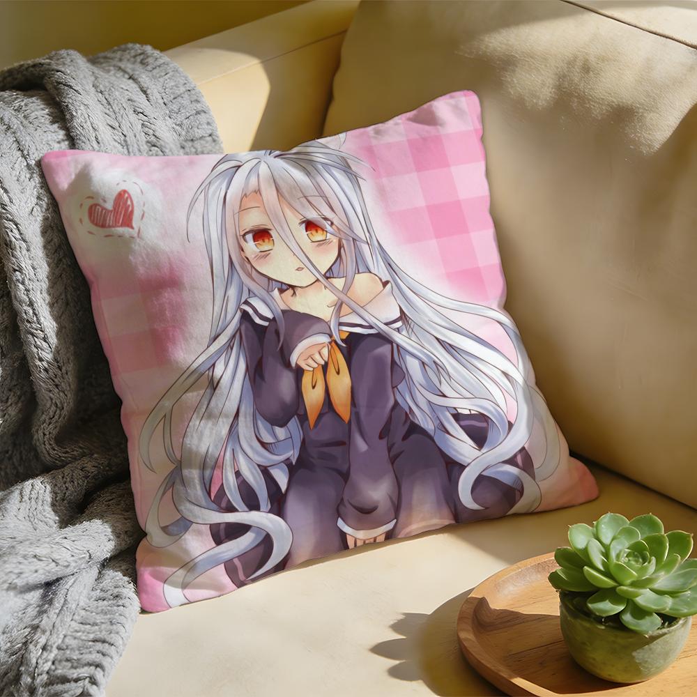 No Game No Life Anime Cushion Cover Washed Linen Soft Breathable Decorative Case For Sofa Home Pillow Cover