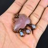 Rose Quartz Jewelry, Copper Electroformed Pendant Handmade Gemstone Jewelry, Gifts For Wife Brand New Pendant