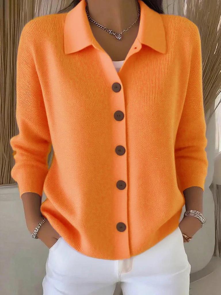2025 European & American Women's Buttoned Knit Cardigan - New Autumn/Winter Solid Color Casual Fashion Sweater Coat