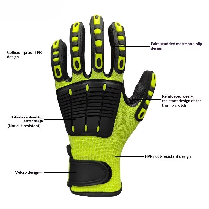 Cut Resistant Safety Work Glove Anti Vibration Anti Impact Oil-Proof Protective With Nitrile Dipped Palm Glove For Working