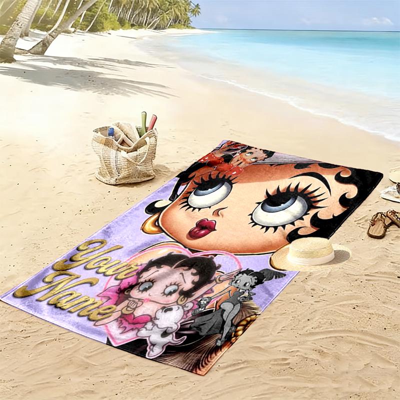 Custom NameCartoon, Betty Boop, Artwork Beach Towel Soft Microfiber Summer Towel Quick Dry Absorbent Towel for Beach Swimming Pool Travel