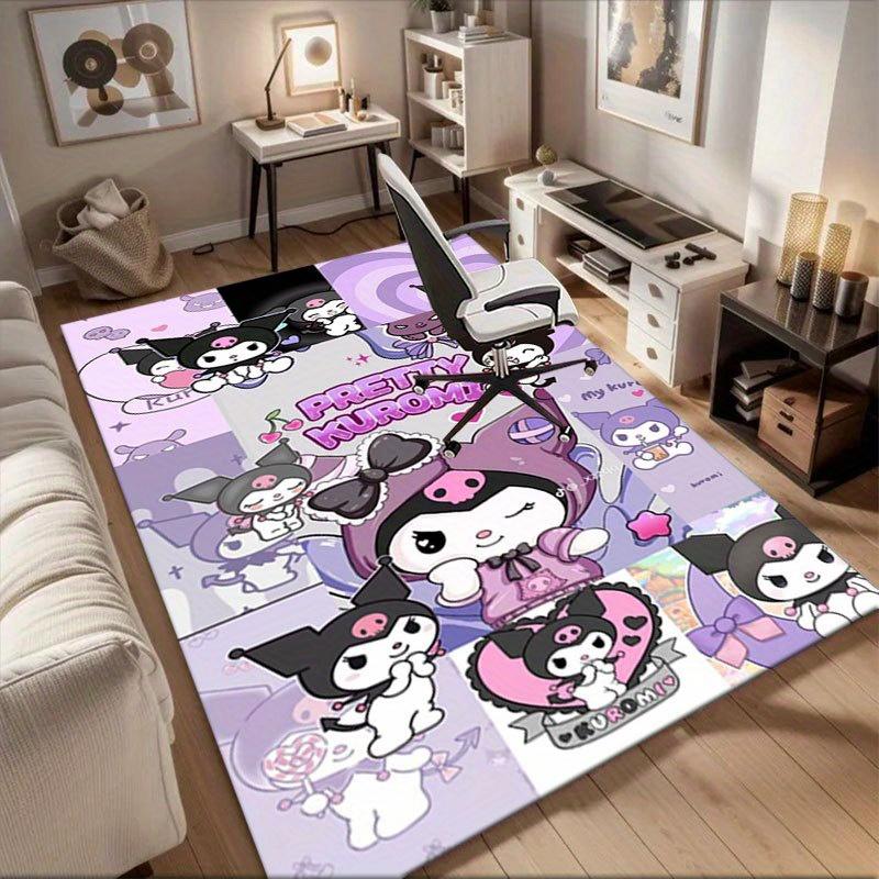 1pc Sanrio Kuromi Mermaid Printed Office Carpet Rectangle Rug Under The Table,Perfect Room Decor for Living Room, Bedroom, Kitchen, Non-slip Floor Mat