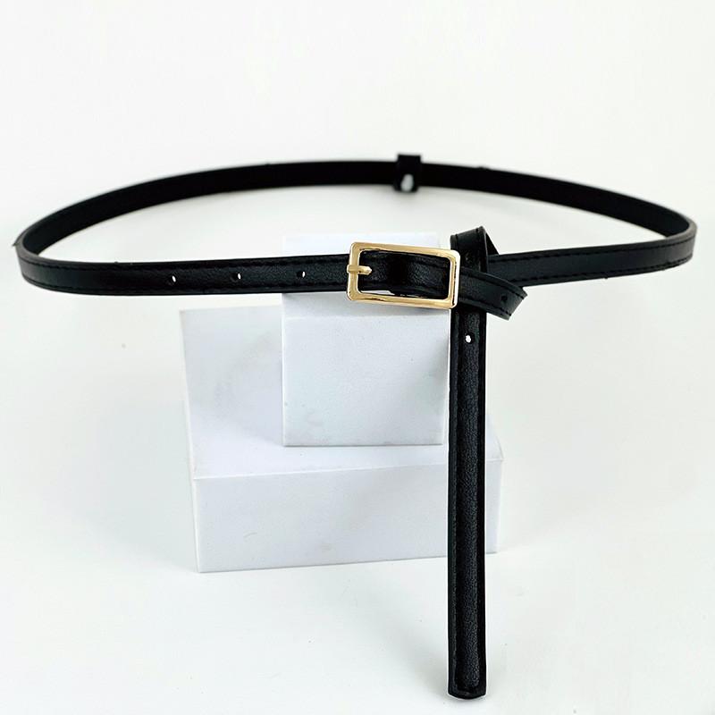 Pu Minimalist Leather Waist Belt For Women With Rectangular Buckle Design