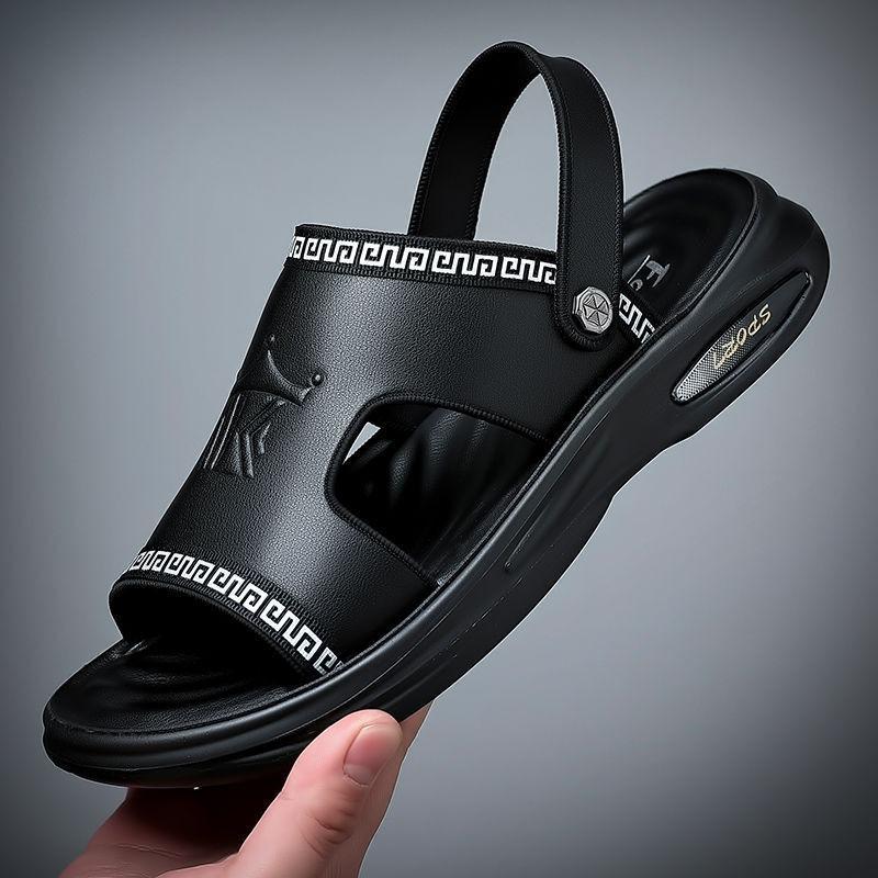 Leather sandals men s casual men s shoes breathable thick-soled waterproof and non-slip middle-aged dad beach shoes men breathable and comfortable 44