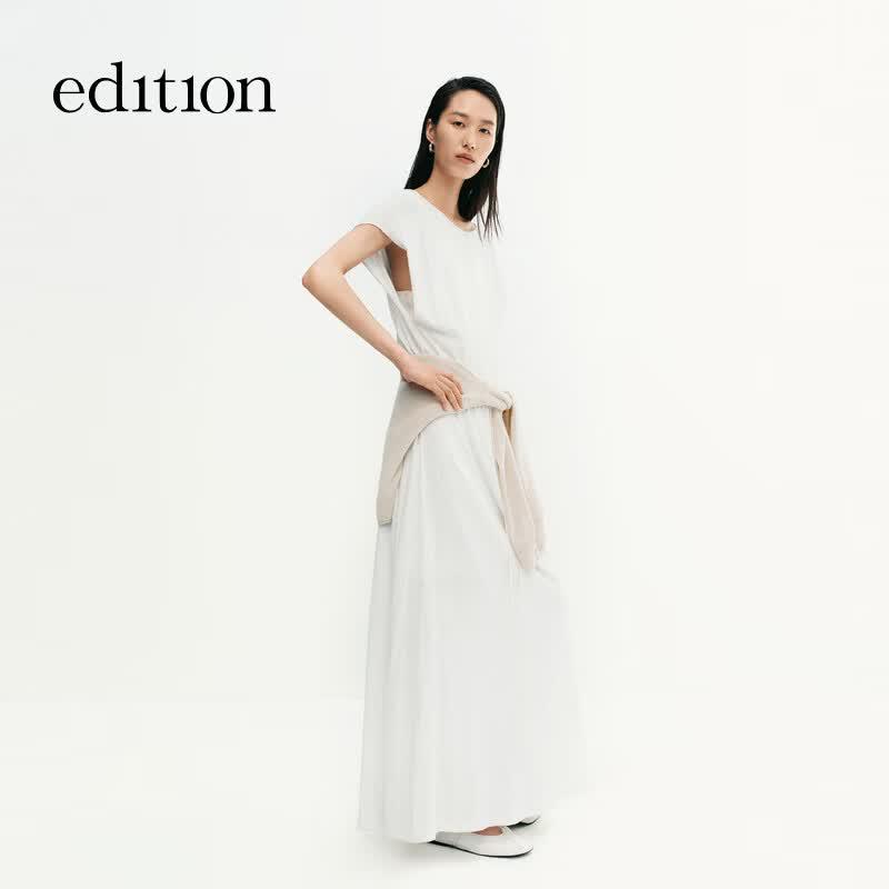 Edition Cotton Hemp Drawstring Knit Maxi Dress