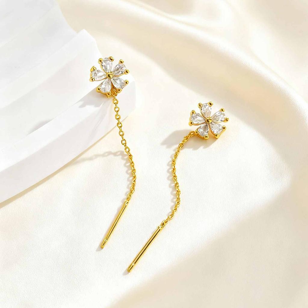 Luxurious Zircon Heart Hoop Earrings Flower U-Shaped Zircon Earrings for Women Charm Daily Jewelry Gift