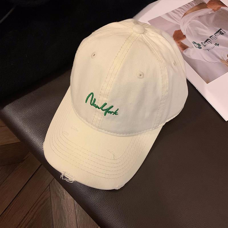 Distressed Perforated Duckbill Cap Cotton Baseball Cap Embroidery Adjustable Deep Fit Baseball Cap For Big Head Daily Hiking
