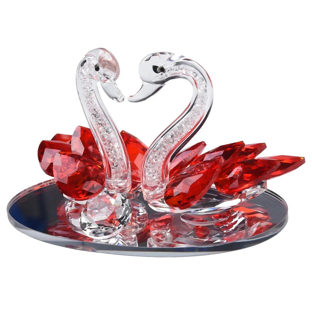 Kristallsvanfigurer Glas-svanar Prydnader Djur Pappersvikt Diamant Hantverk Bord Heminredning Hantverk Miniatyrgåvor