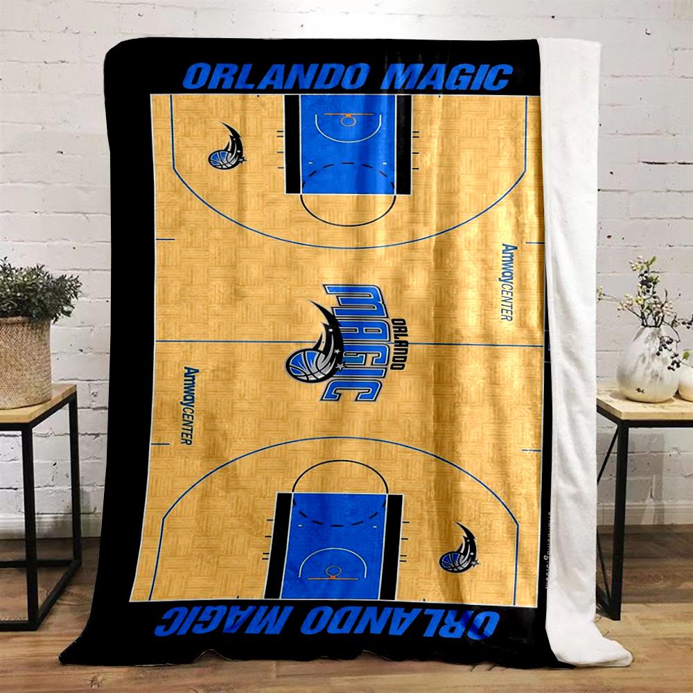 Orlando Magic Basketball Court Design Blanket Flannel Blanket for Bedroom, Living Room, Sofa, and Nap Sofas.