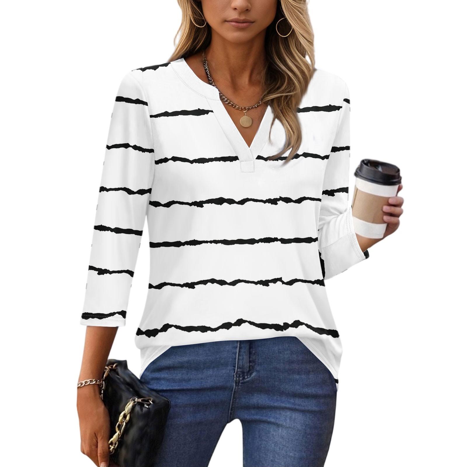 

Рубашки с рукавом 3/4 для женщин, футболки, блузки, повседневные базовые топы больших размеров, пуловер, женские туники-блузки XL белый