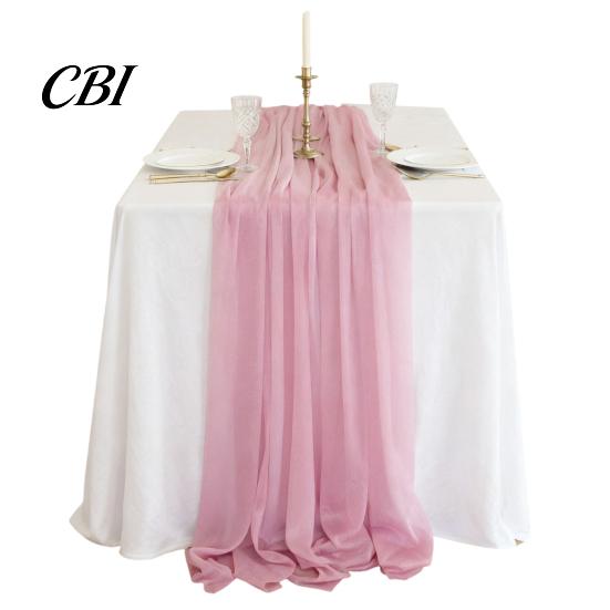 Chiffon Table Runner Sheer Flowing Runner, Wedding Elegant Solid Color Charming Dining Accessory for Home Bridal Shower Party Decor