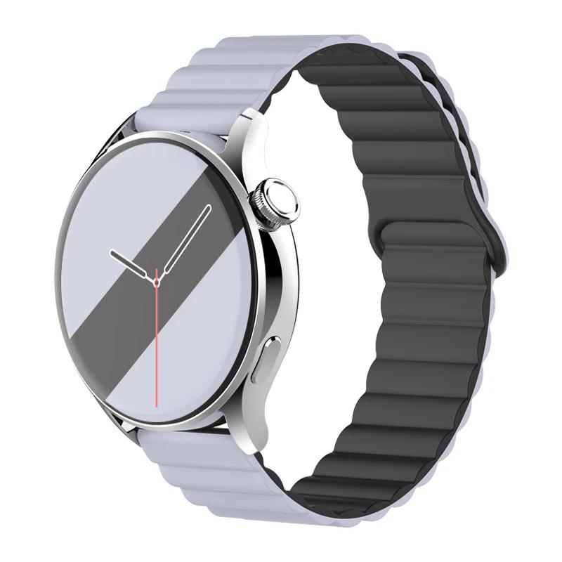 Silicone Magnetic Loop For Samsung Galaxy Watch 7 6 5 Pro 4 Classic Active Link Band Bracelet Huawei GT 2-2e 3-4 20mm 22mm Strap