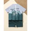 2025 Boys One-piece Swimsuit Short Sleeve One-piece Cute Cartoon Swimsuit Infant Children Swimsuit Buoyancy Swimsuit