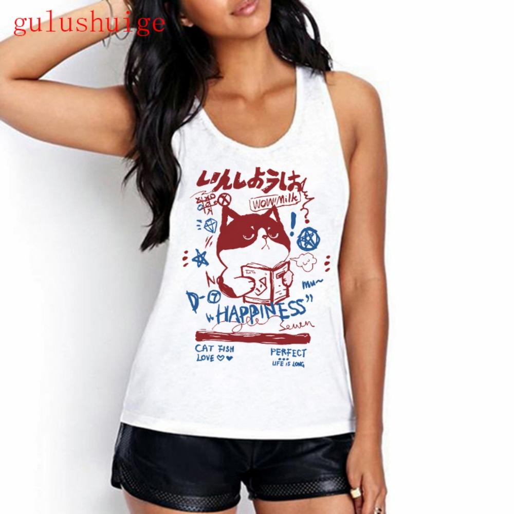 Sweet Girls Tank Top Funny Cat T Shirt Women Vest Women Shirt Ulzzang T-shirt 90s Tshirt Top Tee Female Shirt