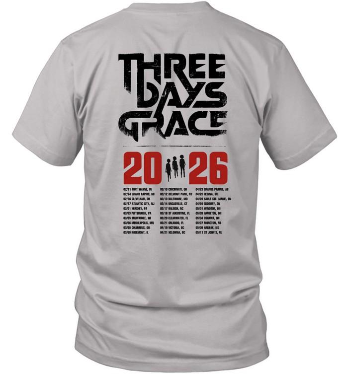

Three Days Grace 2026 Tour Dates Tshirt Unisexs and Womens Tshirt HighQuality Streetwear 2026 New Summer S