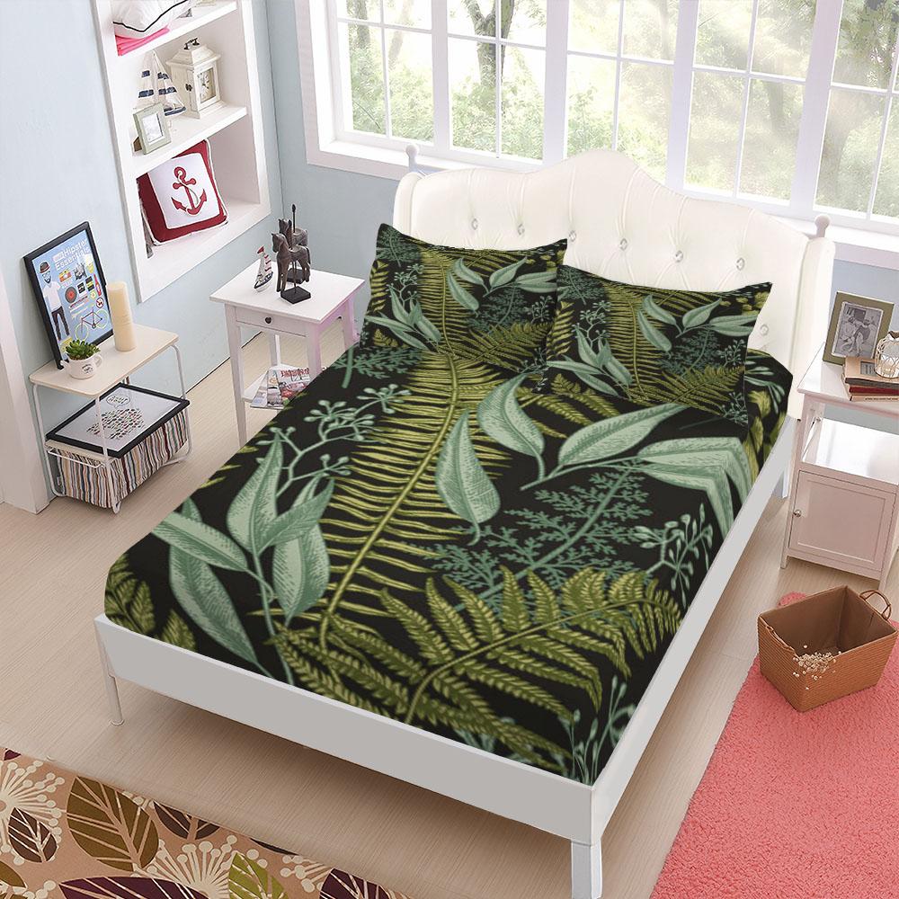 Chinoiserie Toile Pattern Fitted Sheet Set King Queen Double Full Size Bed Linen Set
