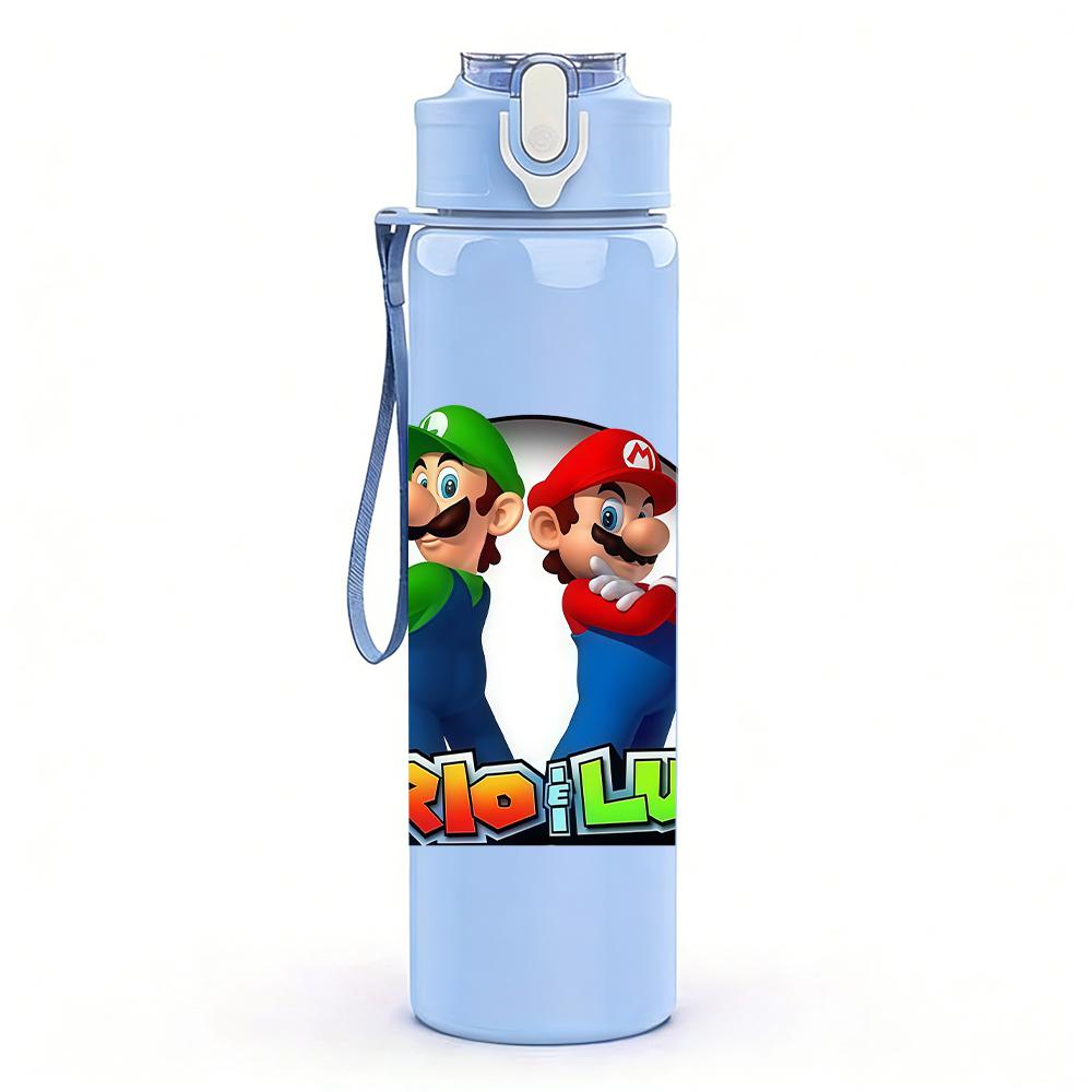 1PC Mario And Luigi Brother Duo 750ml Color Plastic Water Bottle Leakproof Flip Straw Lid For Sports Office Home Use